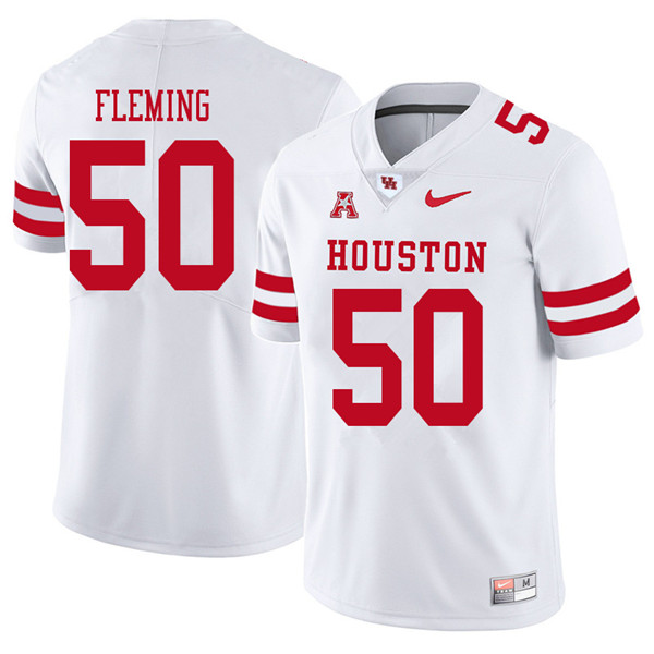 2018 Men #50 Aymiel Fleming Houston Cougars College Football Jerseys Sale-White